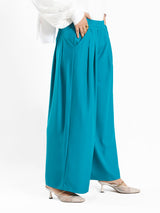 Floret Twirl Pants in wide-leg fit, available in turquoise, black, and beige—lightweight and modest for summer styling