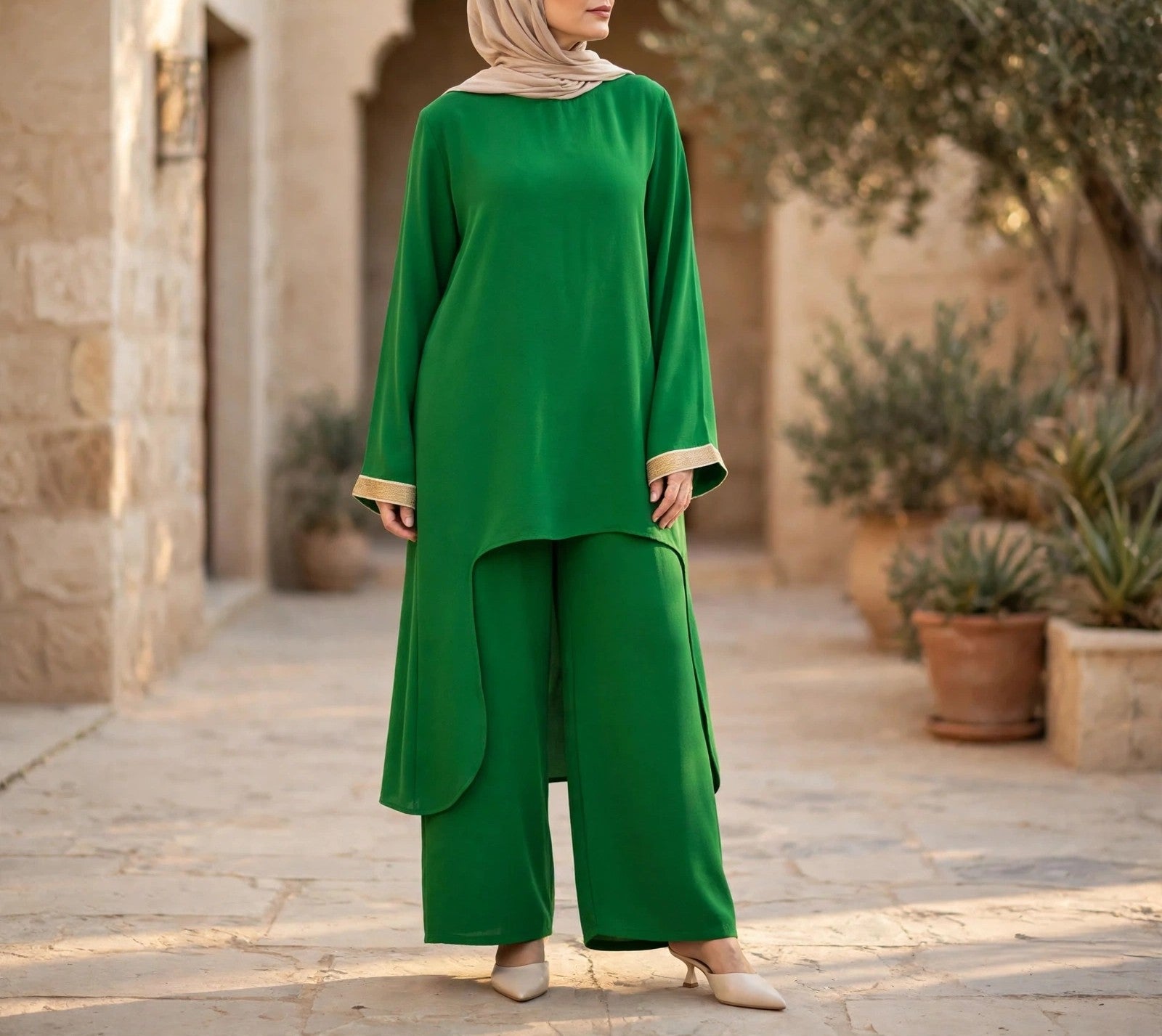 Golden Trim Bloom Set - Emalina Fashion