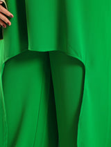 Golden Trim Bloom Set in 100% cotton spectra fabric with high-low top and wide-leg pants, a breezy modest outfit for Eid or summer gatherings in blue, fuchsia, or green