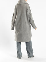 High Low Printed Sweater with asymmetrical hem, in navy pink, grey-black, or grey-blue for modest casual winter wear