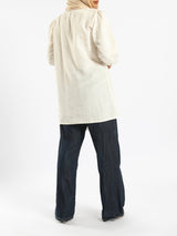 Linen Blouse in breathable beige linen with long sleeves, a modest summer essential