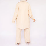 Linen Luxe Set in cotton-linen blend featuring belted kaftan with soft drape—crafted for breathable elegance across seasons