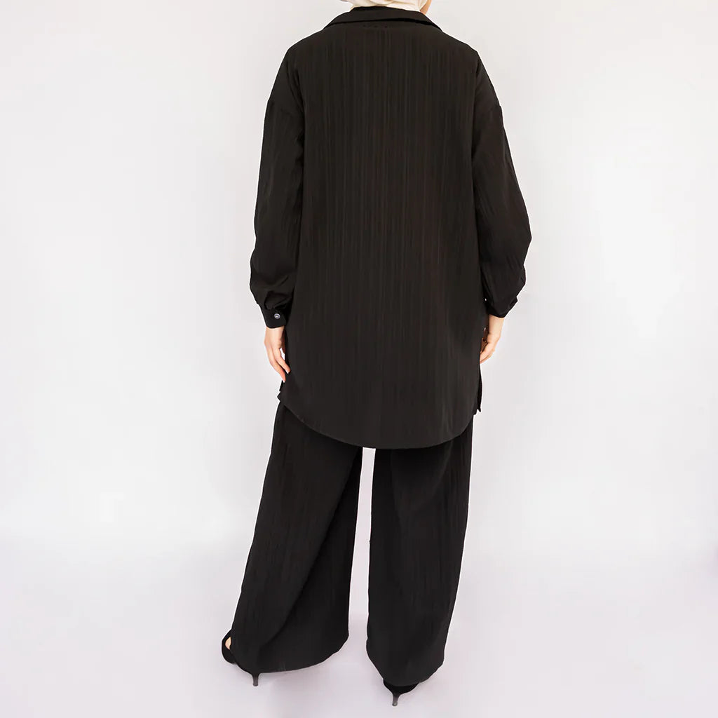 Linen Luxe Set in cotton-linen blend featuring belted kaftan with soft drape—crafted for breathable elegance across seasons