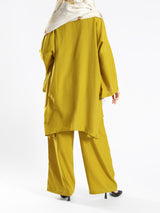 Linen Whisper Set in pure linen, available in black, lime green, and beige—lightweight and breathable for elegant modest summer wear