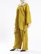 Linen Whisper Set in pure linen, available in black, lime green, and beige—lightweight and breathable for elegant modest summer wear