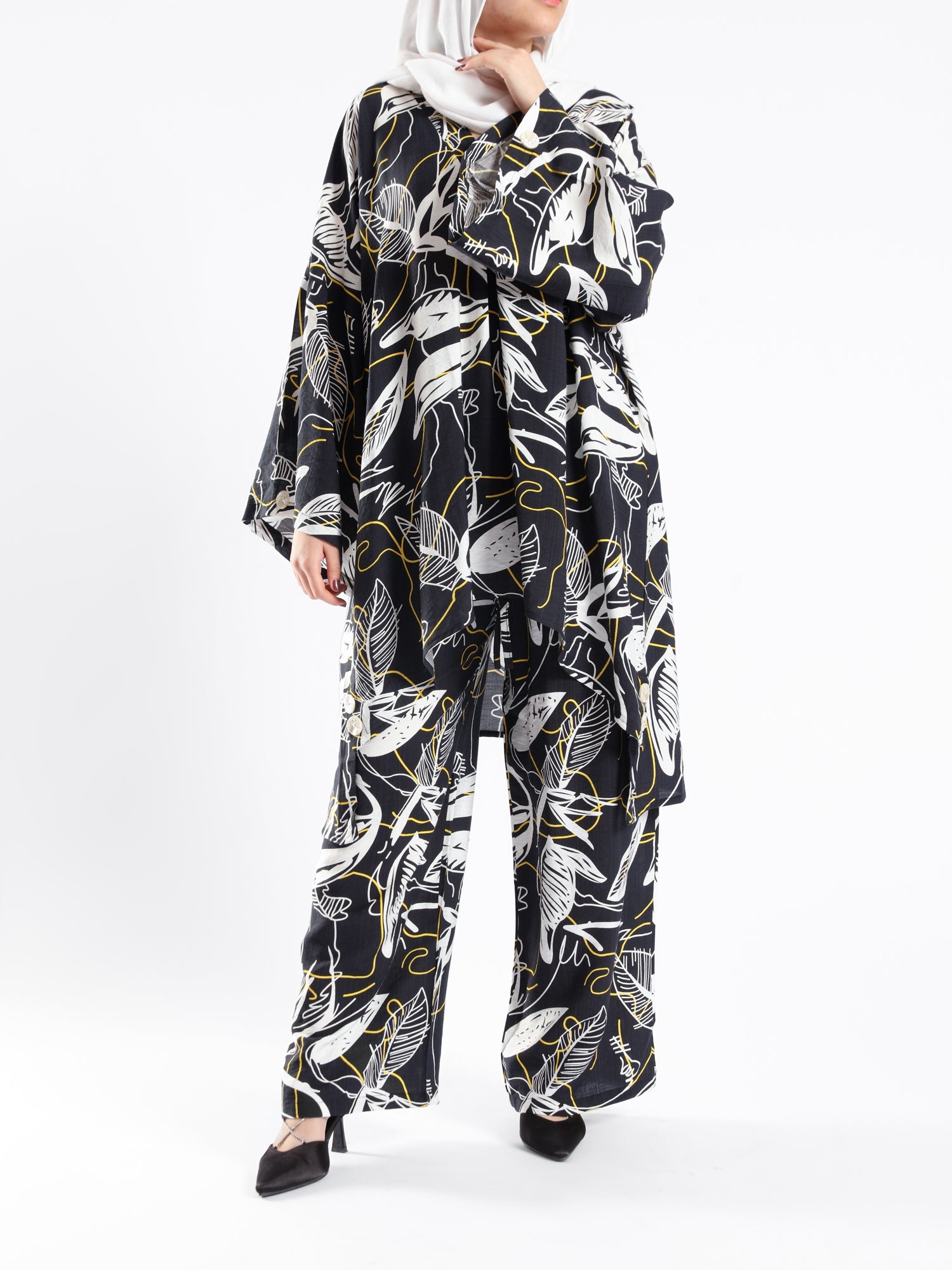 Linen Whisper Set in pure linen, available in black, lime green, and beige—lightweight and breathable for elegant modest summer wear