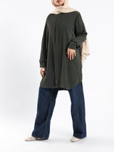 Long Flowy Basic Top in premium SBH fabric, available in orange, black, fuchsia, white, and olive—lightweight and elegant for modest summer styling