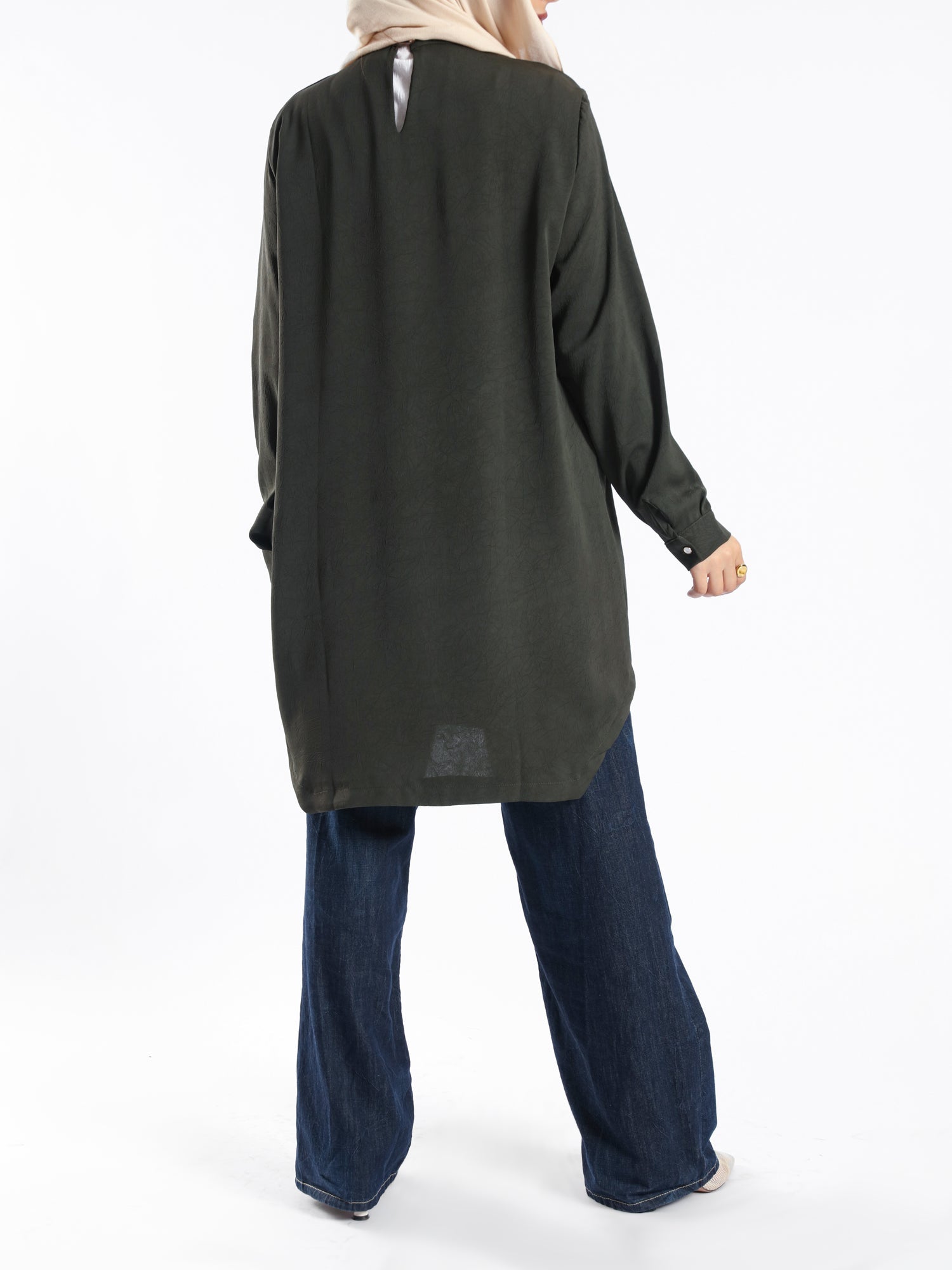 Long Flowy Basic Top in premium SBH fabric, available in orange, black, fuchsia, white, and olive—lightweight and elegant for modest summer styling