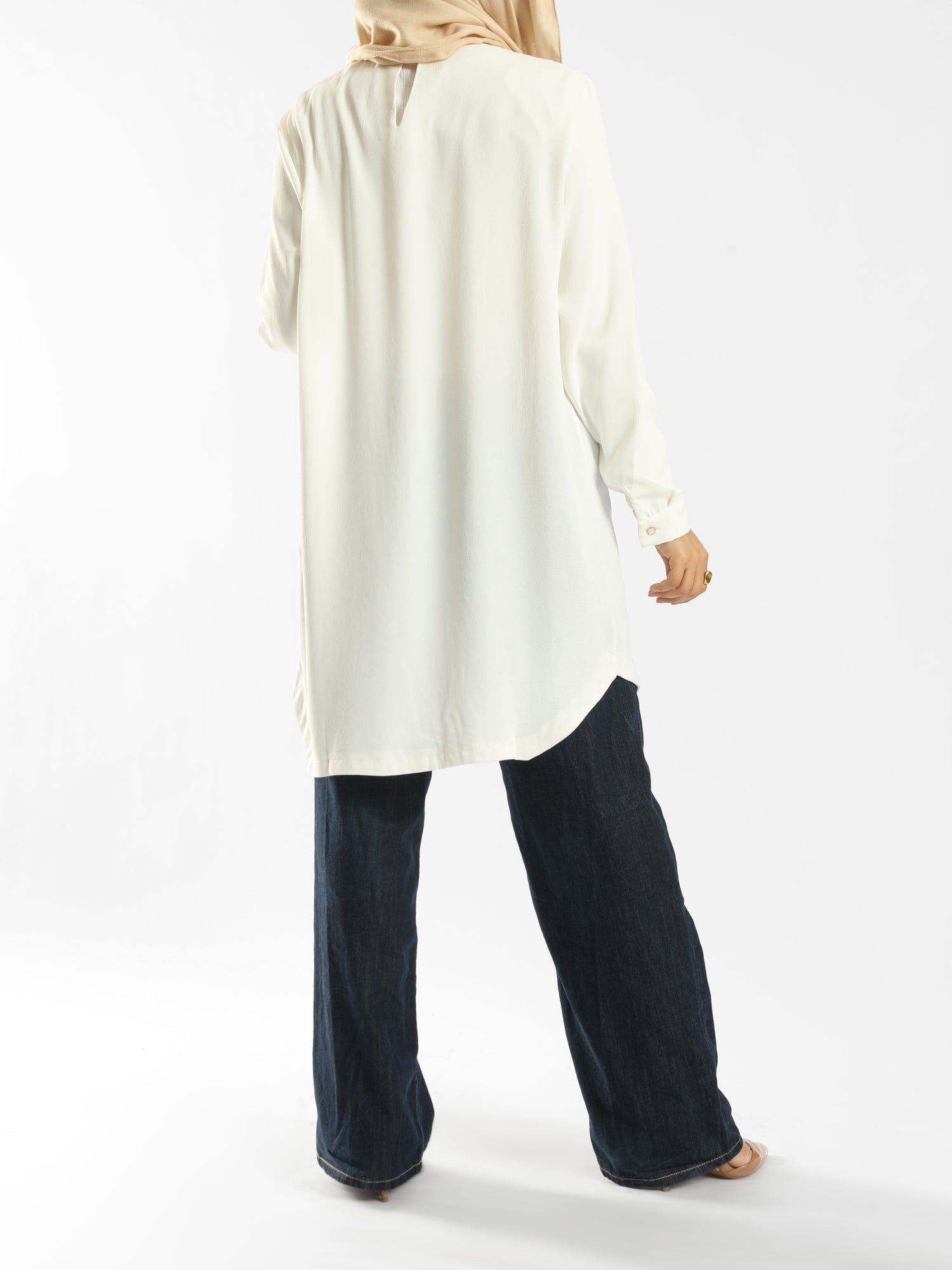 Long Flowy Basic Top in premium SBH fabric, available in orange, black, fuchsia, white, and olive—lightweight and elegant for modest summer styling