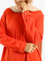 Long Flowy Basic Top in premium SBH fabric, available in orange, black, fuchsia, white, and olive—lightweight and elegant for modest summer styling