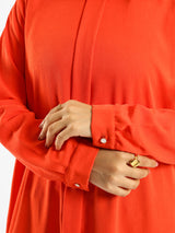 Long Flowy Basic Top in premium SBH fabric, available in orange, black, fuchsia, white, and olive—lightweight and elegant for modest summer styling