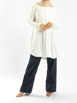 Long Flowy Basic Top in premium SBH fabric, available in orange, black, fuchsia, white, and olive—lightweight and elegant for modest summer styling