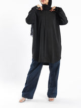 Long Flowy Basic Top in premium SBH fabric, available in orange, black, fuchsia, white, and olive—lightweight and elegant for modest summer styling