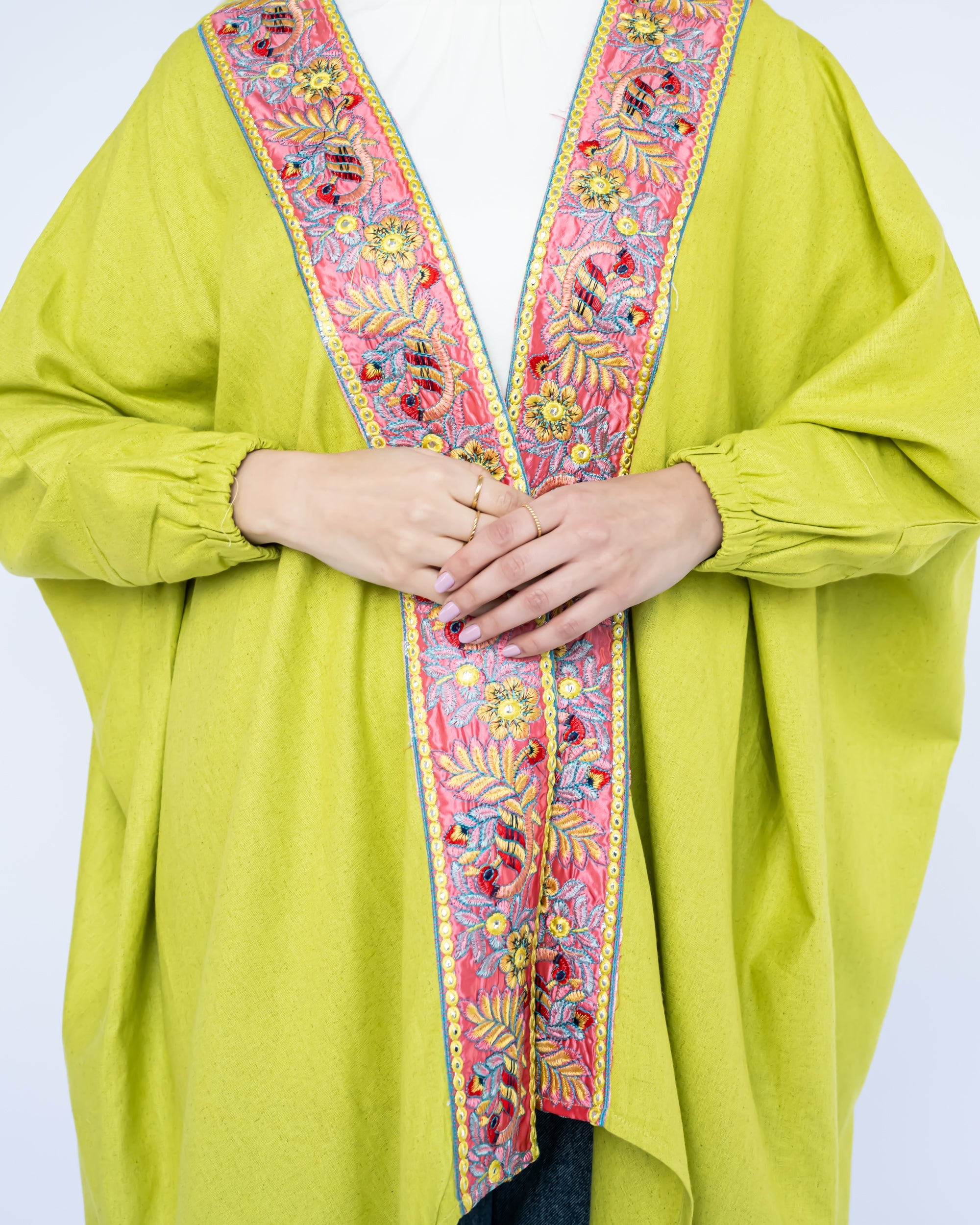 Mini Flair Kaftan Dress in premium Flory cotton, a free-size silhouette available in baby blue, blue, olive, or purple—versatile and comfortable for Ramadan and everyday wear
