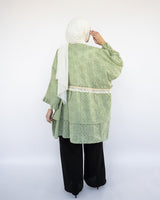 Mini Flair Kaftan Dress in premium Flory cotton, a free-size silhouette available in baby blue, blue, olive, or purple—versatile and comfortable for Ramadan and everyday wear