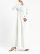 Minimalist Meadow Dress in pure cotton with long sleeves, a modest silhouette for everyday summer wear