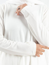 Minimalist Meadow Dress in pure cotton with long sleeves, a modest silhouette for everyday summer wear