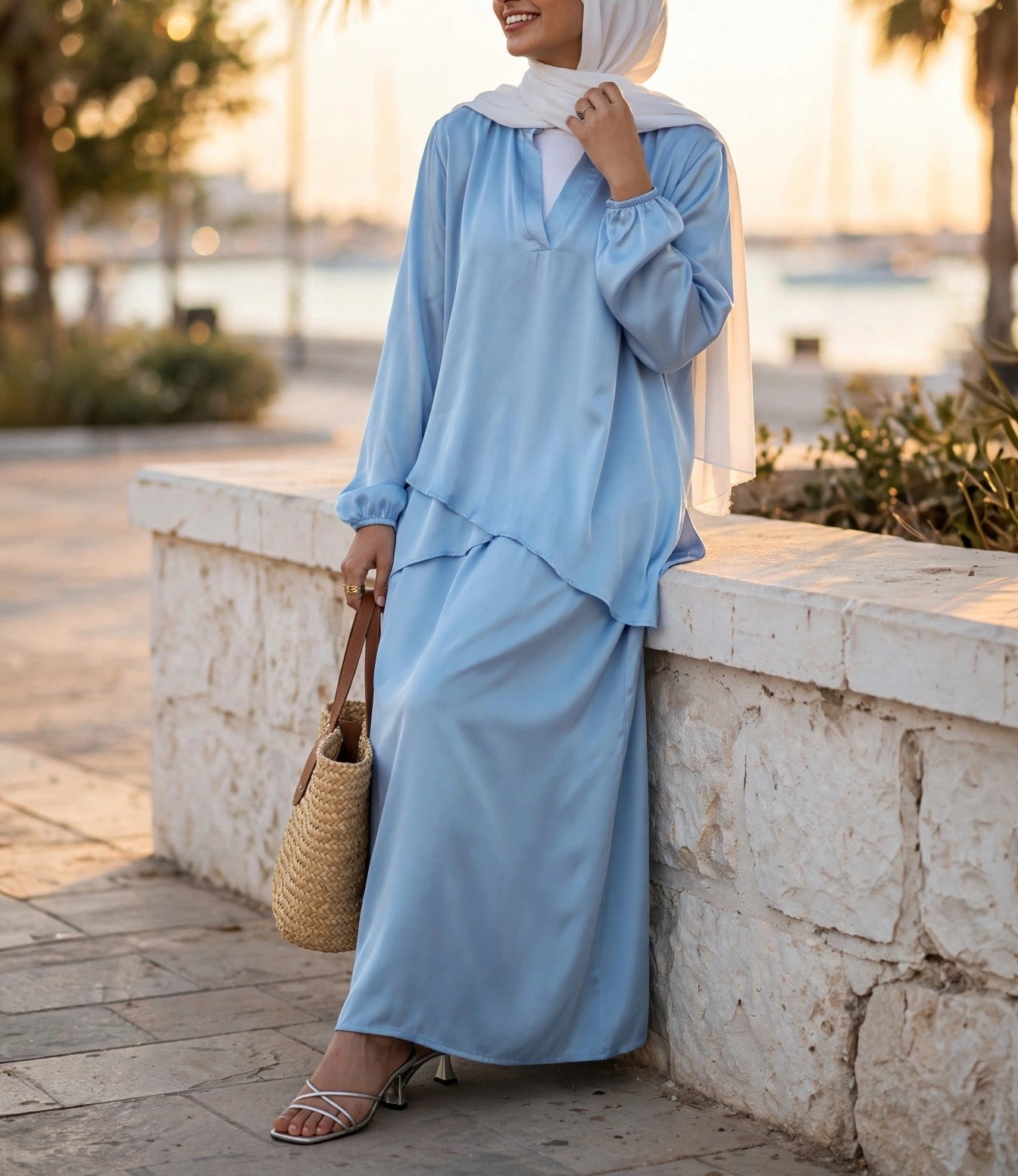 Modest Satin Skirt - Emalina Fashion