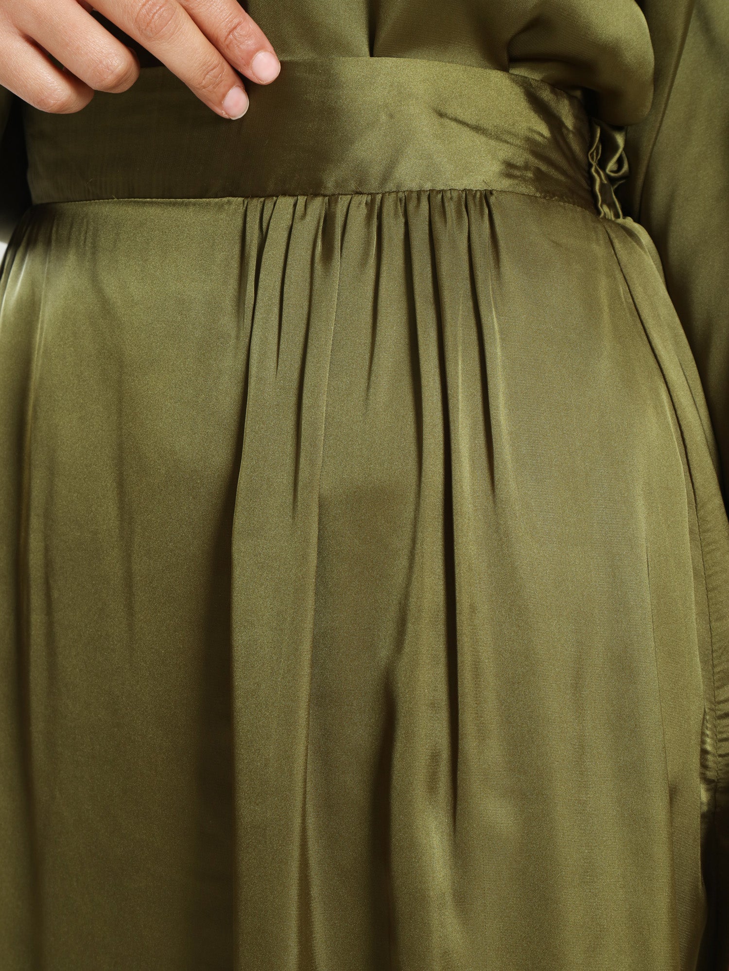 Modest Satin Set in soft satin fabric, available in black, beige, pink, olive, and baby blue—elegant and lightweight for summer modest wear