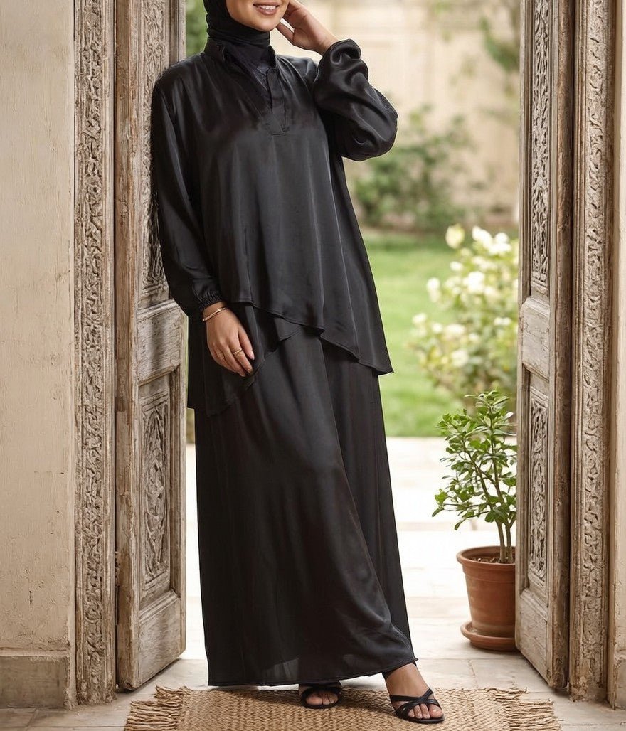 Modest Satin Top - Emalina Fashion