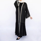 Moroccan Moonlight Kaftan in shimmering chiffon-polyester blend, with a flowing silhouette for graceful, versatile modest wear