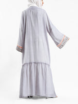 Moroccan Moonlight Kaftan in shimmering chiffon-polyester blend, with a flowing silhouette for graceful, versatile modest wear