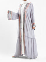 Moroccan Moonlight Kaftan in shimmering chiffon-polyester blend, with a flowing silhouette for graceful, versatile modest wear