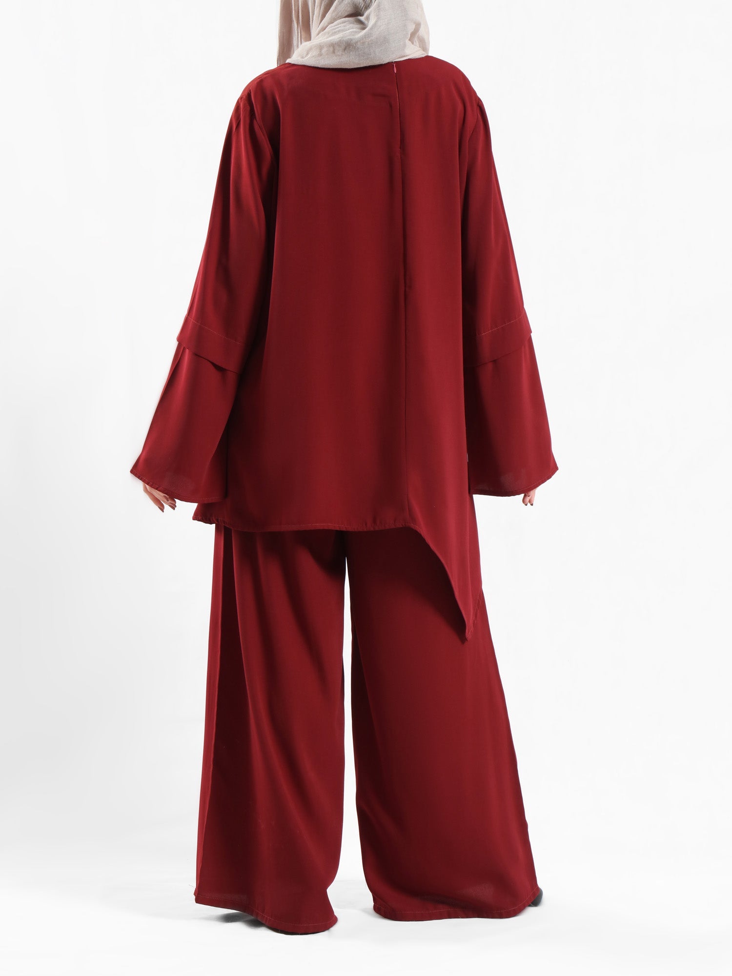 New Dawn Breeze Set in royal crepe blend with wide-leg pants, a lightweight and chic modest outfit for Eid or casual summer wear