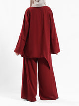 New Dawn Breeze Set in royal crepe blend with wide-leg pants, a lightweight and chic modest outfit for Eid or casual summer wear