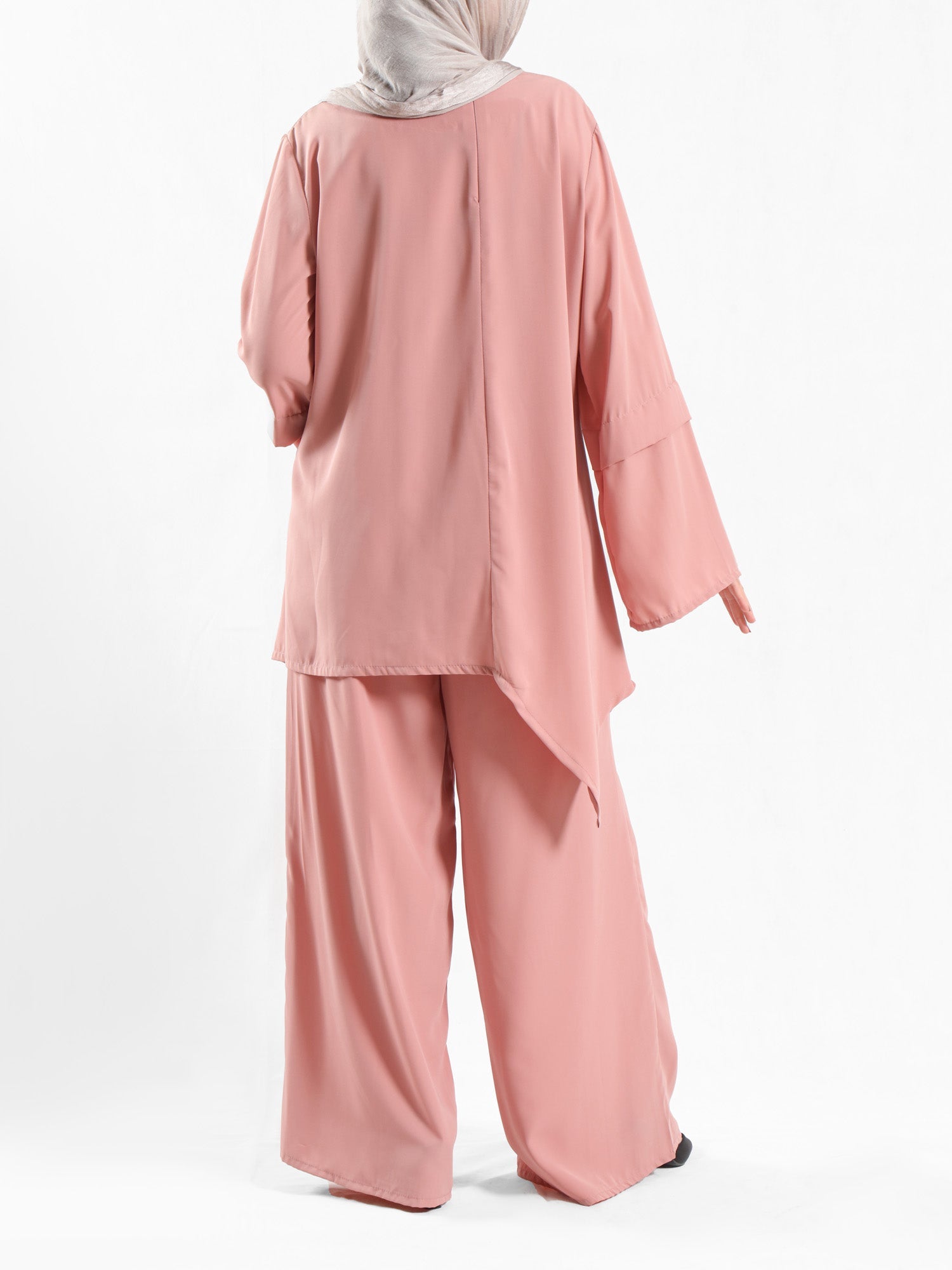 New Dawn Breeze Set in royal crepe blend with wide-leg pants, a lightweight and chic modest outfit for Eid or casual summer wear