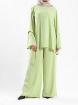 New Dawn Breeze Set in royal crepe blend with wide-leg pants, a lightweight and chic modest outfit for Eid or casual summer wear