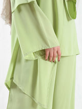 New Dawn Breeze Set in royal crepe blend with wide-leg pants, a lightweight and chic modest outfit for Eid or casual summer wear