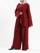 New Dawn Breeze Set in royal crepe blend with wide-leg pants, a lightweight and chic modest outfit for Eid or casual summer wear