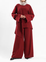 New Dawn Breeze Set in royal crepe blend with wide-leg pants, a lightweight and chic modest outfit for Eid or casual summer wear