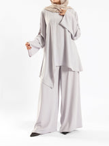 New Dawn Breeze Set in royal crepe blend with wide-leg pants, a lightweight and chic modest outfit for Eid or casual summer wear