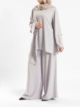New Dawn Breeze Set in royal crepe blend with wide-leg pants, a lightweight and chic modest outfit for Eid or casual summer wear