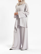 New Dawn Breeze Set in royal crepe blend with wide-leg pants, a lightweight and chic modest outfit for Eid or casual summer wear