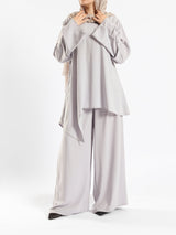 New Dawn Breeze Set in royal crepe blend with wide-leg pants, a lightweight and chic modest outfit for Eid or casual summer wear