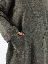Oversized Pocketed Sweater in dark green, orange, gray, or green—relaxed fit with front pockets for bold winter layering