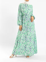 Prismatic Bloom Dress in crepe chiffon with colorful summer print, a vibrant modest shirt dress ideal for seasonal occasions