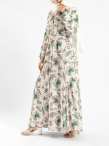 Prismatic Bloom Dress in crepe chiffon with colorful summer print, a vibrant modest shirt dress ideal for seasonal occasions