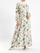 Prismatic Bloom Dress in crepe chiffon with colorful summer print, a vibrant modest shirt dress ideal for seasonal occasions