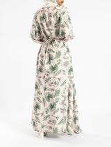 Prismatic Bloom Dress in crepe chiffon with colorful summer print, a vibrant modest shirt dress ideal for seasonal occasions