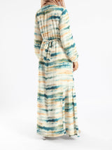 Prismatic Bloom Dress in crepe chiffon with colorful summer print, a vibrant modest shirt dress ideal for seasonal occasions