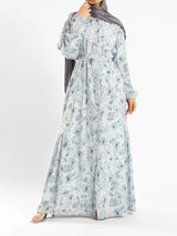 Prismatic Bloom Dress in crepe chiffon with colorful summer print, a vibrant modest shirt dress ideal for seasonal occasions