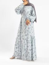 Prismatic Bloom Dress in crepe chiffon with colorful summer print, a vibrant modest shirt dress ideal for seasonal occasions