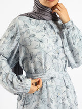 Prismatic Bloom Dress in crepe chiffon with colorful summer print, a vibrant modest shirt dress ideal for seasonal occasions