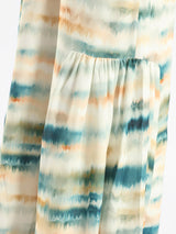 Prismatic Bloom Dress in crepe chiffon with colorful summer print, a vibrant modest shirt dress ideal for seasonal occasions