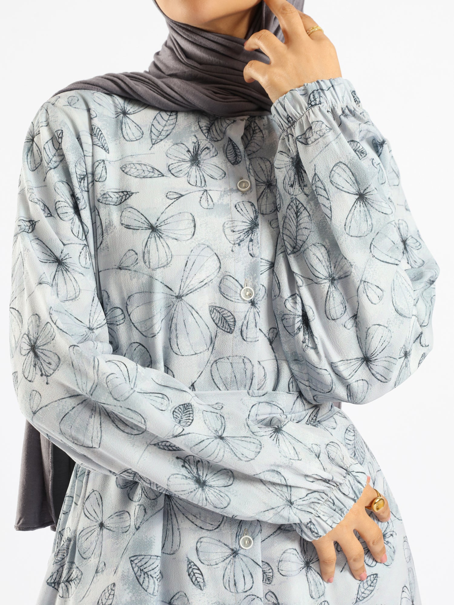 Prismatic Bloom Dress in crepe chiffon with colorful summer print, a vibrant modest shirt dress ideal for seasonal occasions