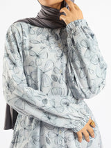 Prismatic Bloom Dress in crepe chiffon with colorful summer print, a vibrant modest shirt dress ideal for seasonal occasions